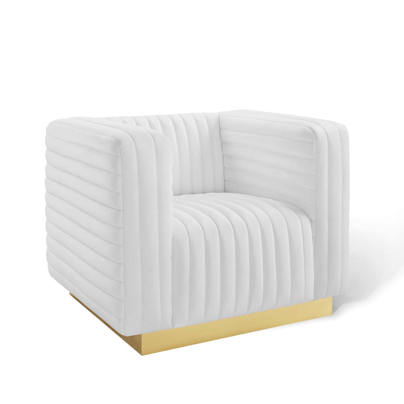 Charisma Channel Tufted Performance Velvet Accent Armchair | Polyester by Modway