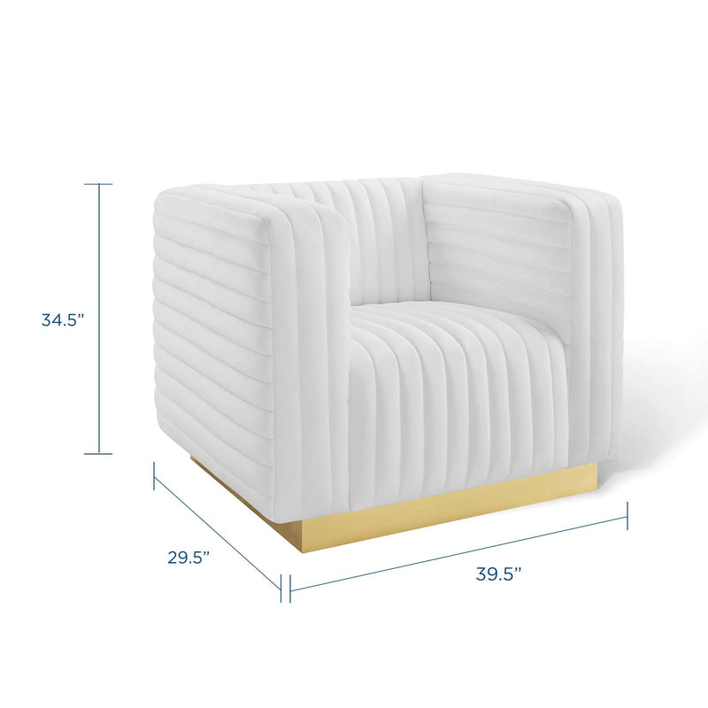 Charisma Channel Tufted Performance Velvet Accent Armchair | Polyester by Modway