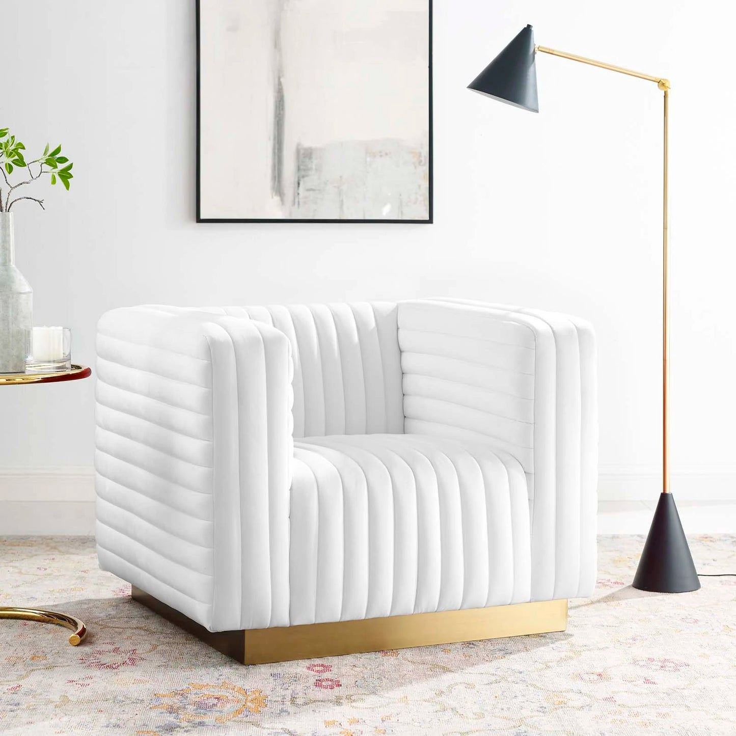 Charisma Channel Tufted Performance Velvet Accent Armchair | Polyester by Modway