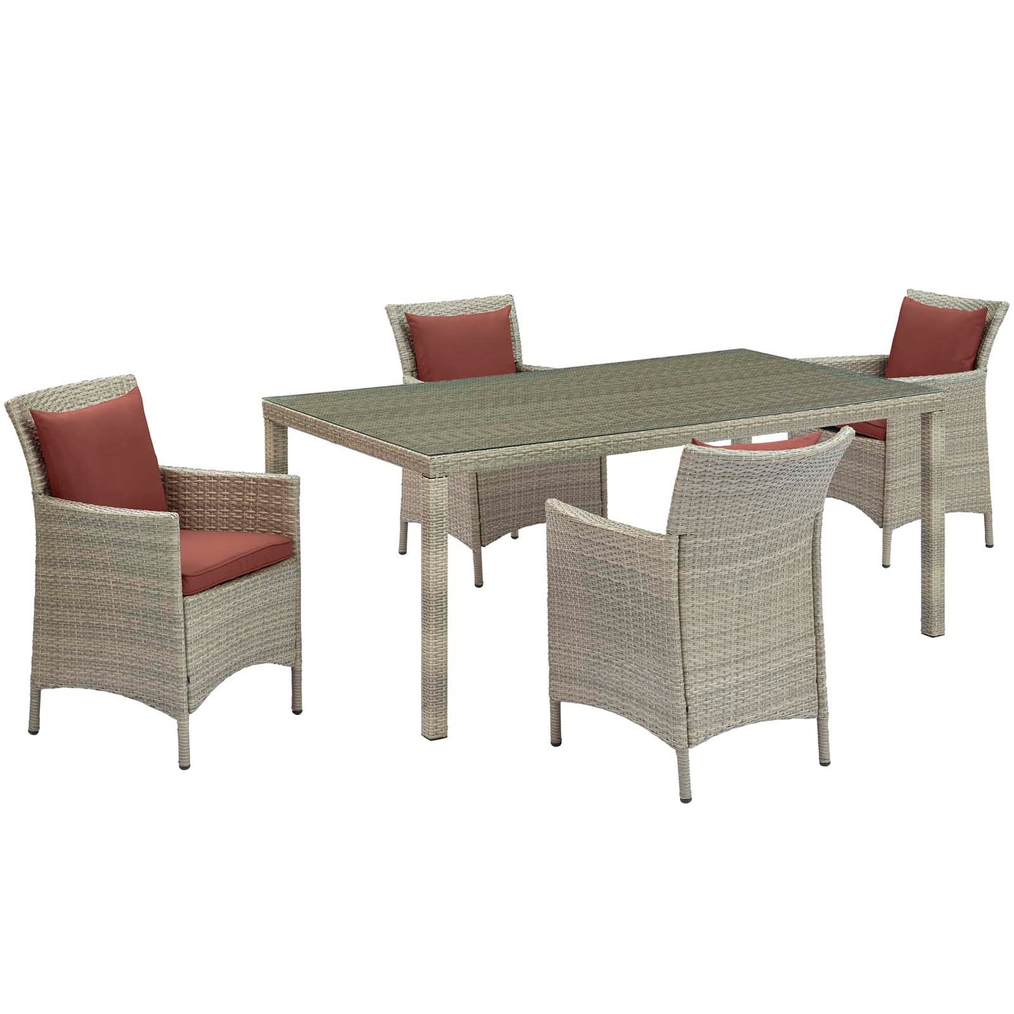Conduit 5 Piece Outdoor Patio Wicker Rattan Dining Set by Modway