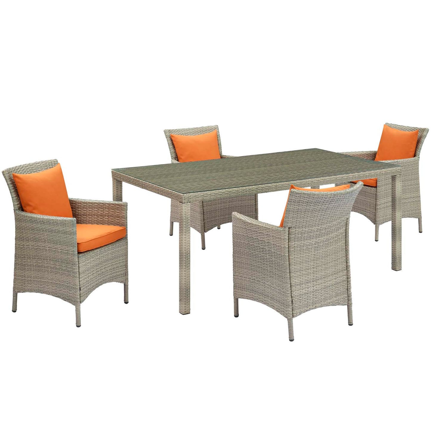 Conduit 5 Piece Outdoor Patio Wicker Rattan Dining Set by Modway