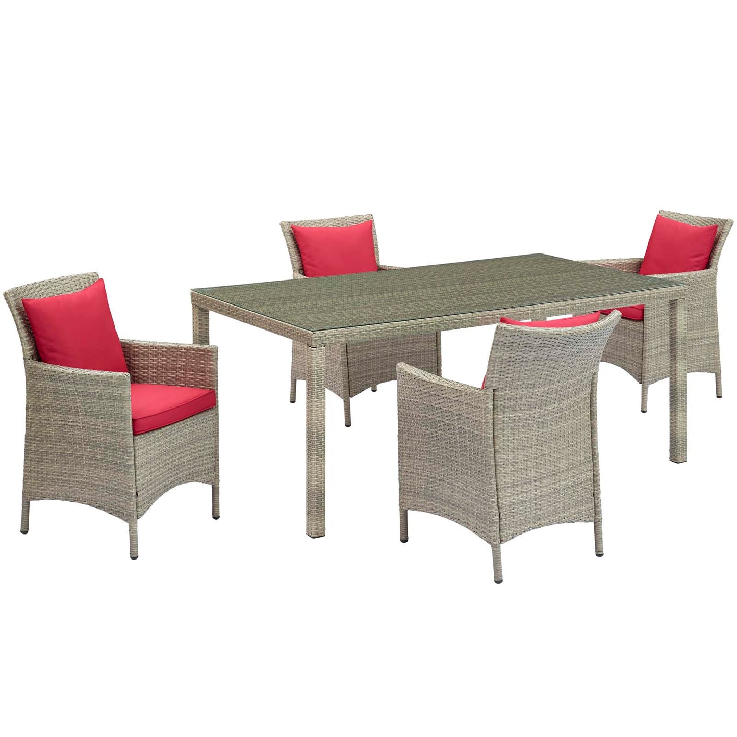 Conduit 5 Piece Outdoor Patio Wicker Rattan Dining Set by Modway