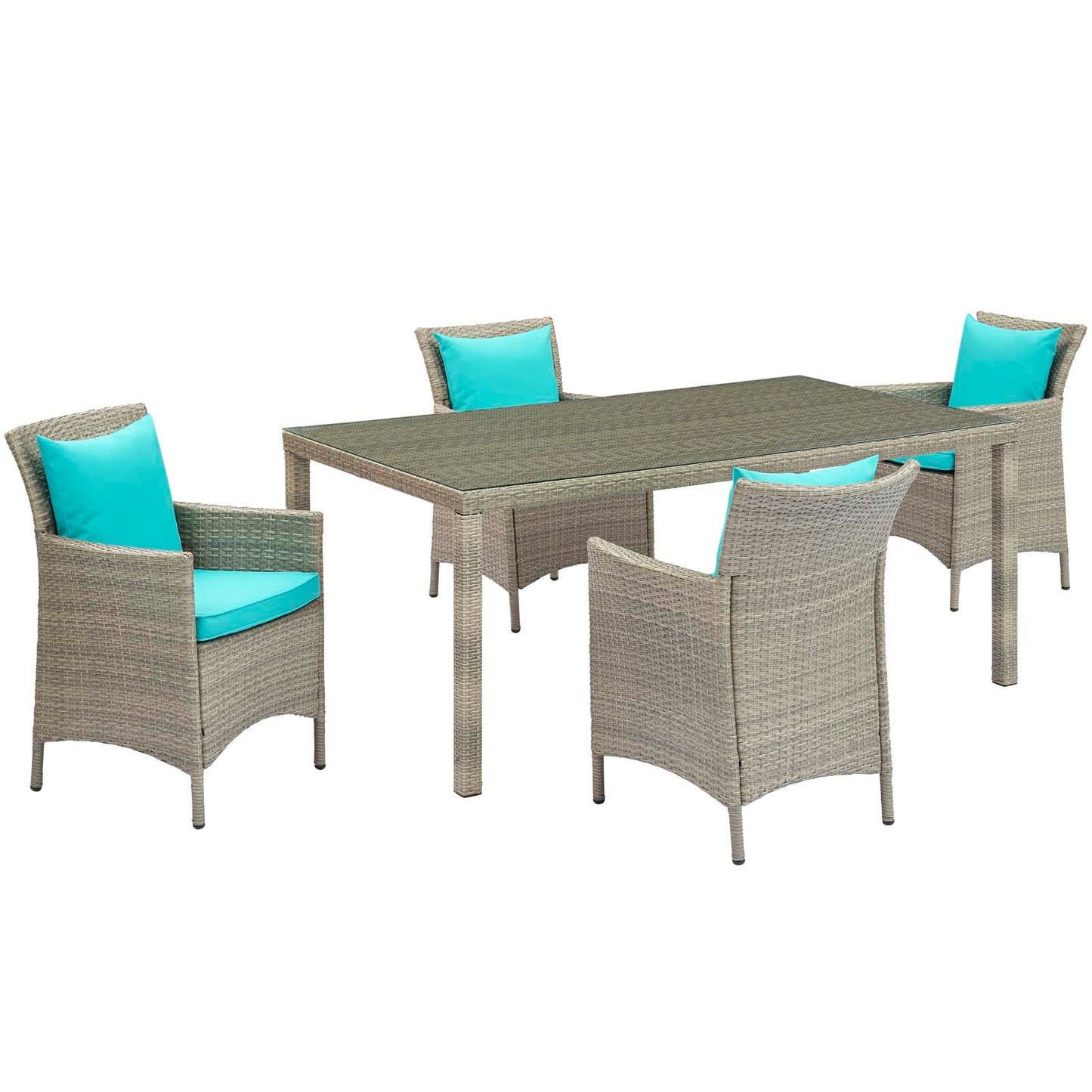 Conduit 5 Piece Outdoor Patio Wicker Rattan Dining Set by Modway