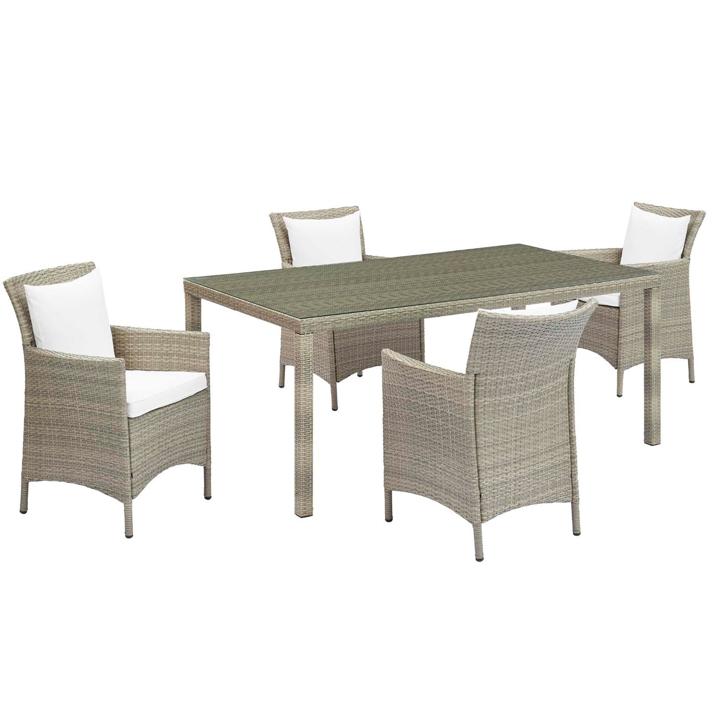 Conduit 5 Piece Outdoor Patio Wicker Rattan Dining Set by Modway