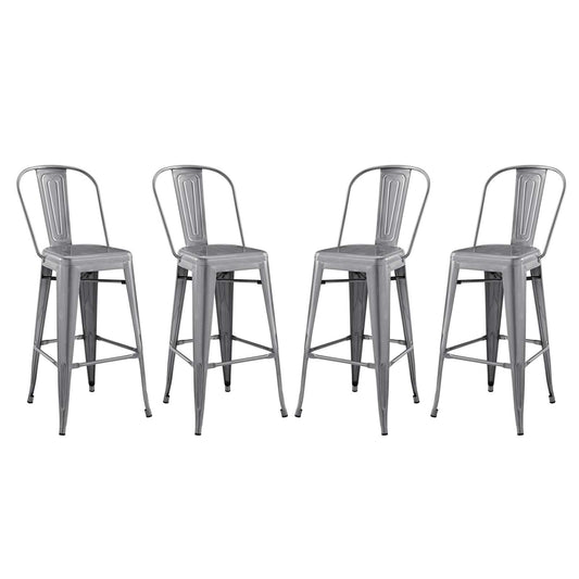 Promenade Bar Side Stool Set of 4 Gunmetal by Modway
