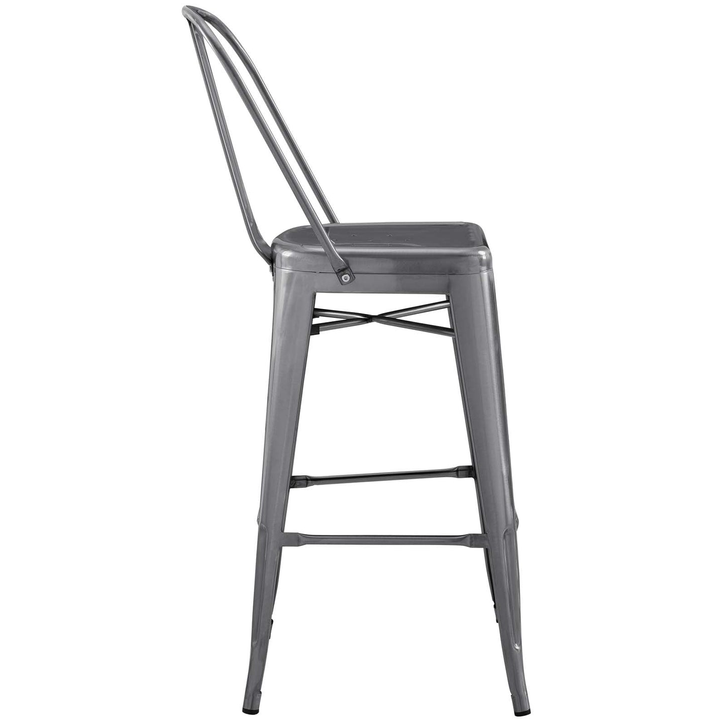 Promenade Bar Side Stool Set of 4 Gunmetal by Modway