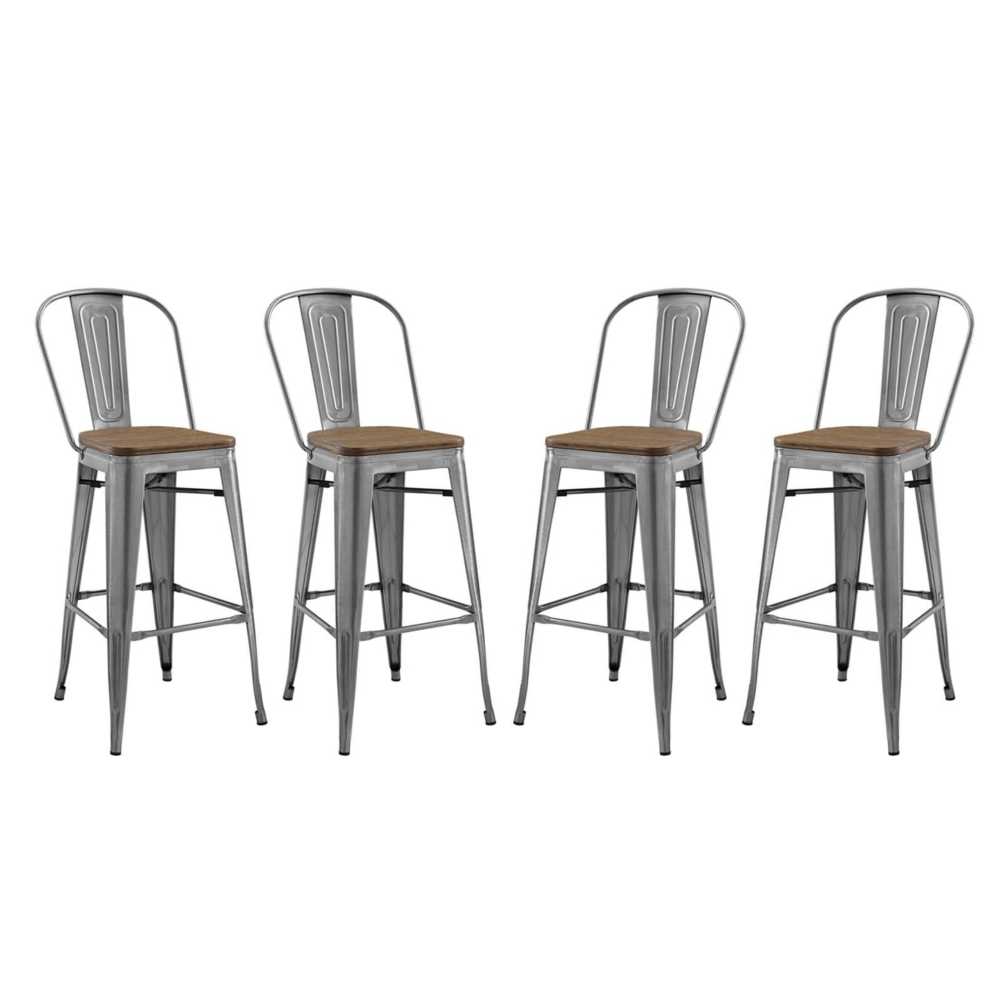 Promenade Bar Stool Set of 4 Gunmetal by Modway