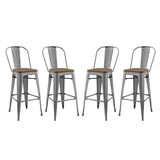 Promenade Bar Stool Set of 4 Gunmetal by Modway