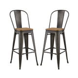 Promenade Bar Stool Metal Set of 2 Brown by Modway