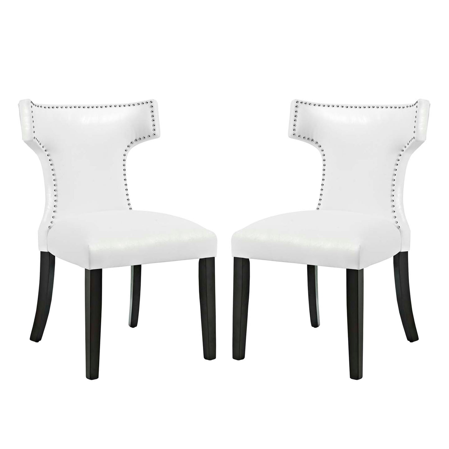 Curve Dining Chair Vinyl Set of 2 White by Modway