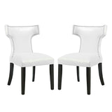 Curve Dining Chair Vinyl Set of 2 White by Modway
