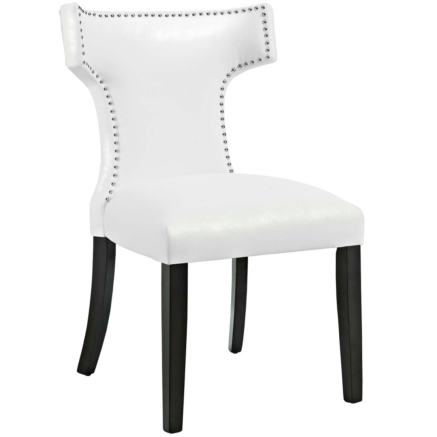 Curve Dining Chair Vinyl Set of 2 White by Modway