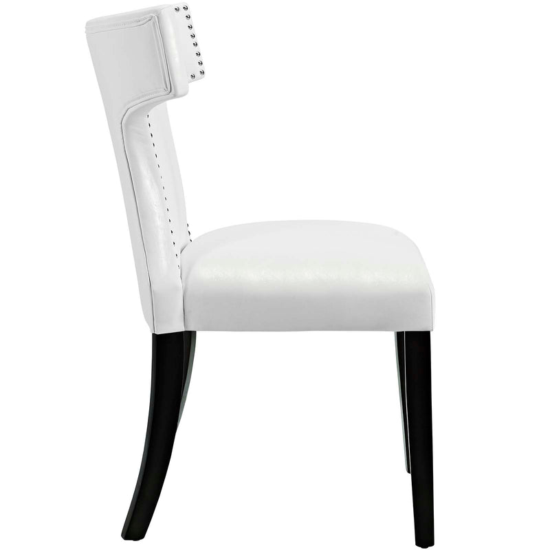 Curve Dining Chair Vinyl Set of 2 White by Modway