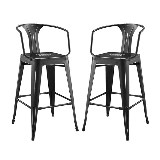 Promenade Bar Stool Set of 2 Black by Modway