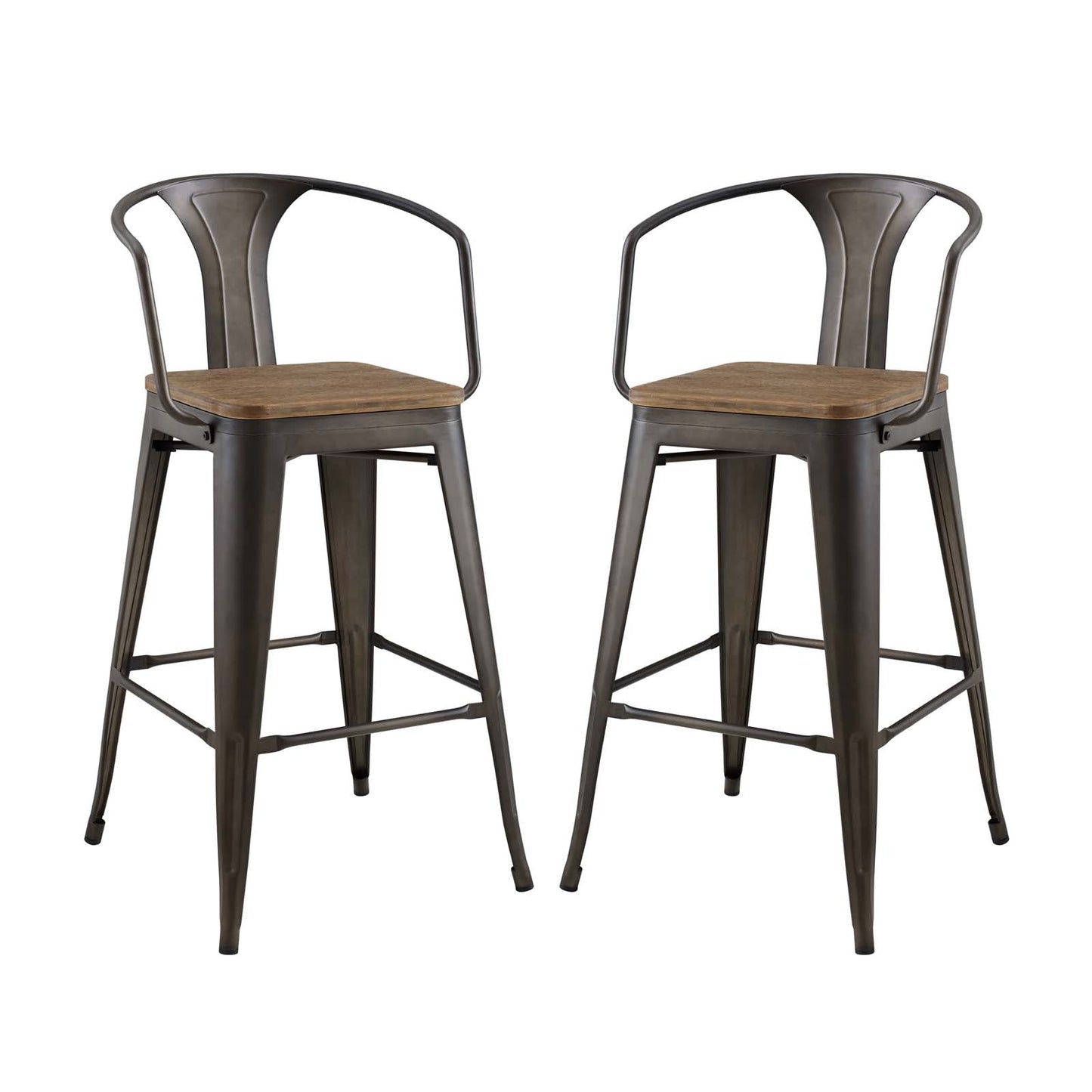 Promenade Bar Stool Set of 2 Brown by Modway