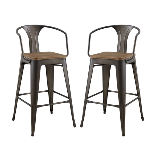 Promenade Bar Stool Set of 2 Brown by Modway