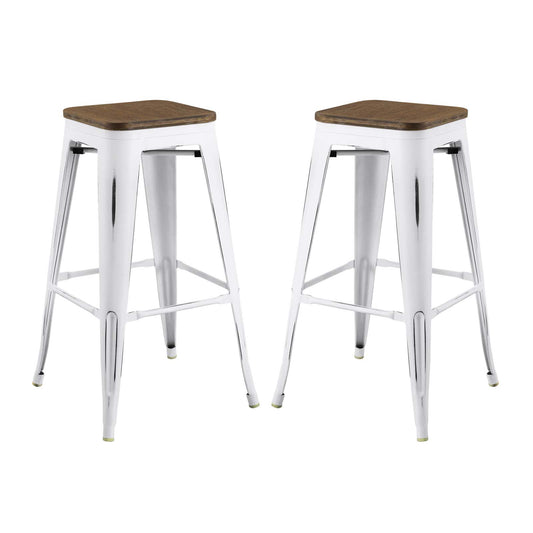 Promenade Bar Stool Set of 2 White by Modway