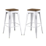 Promenade Bar Stool Set of 2 White by Modway