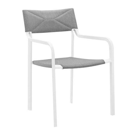 Raleigh Outdoor Patio Aluminum Armchair Set of 2 in White/Gray by Modway
