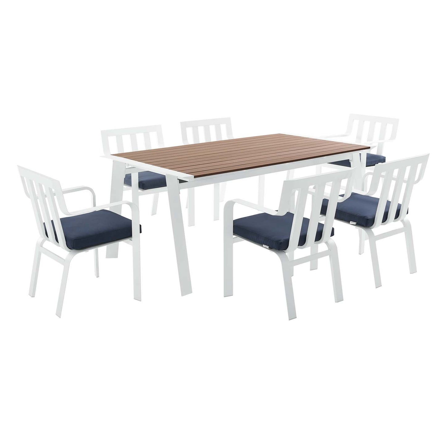 Baxley Outdoor Patio Aluminum Dining Set with 6 Stackable Armchairs by Modway