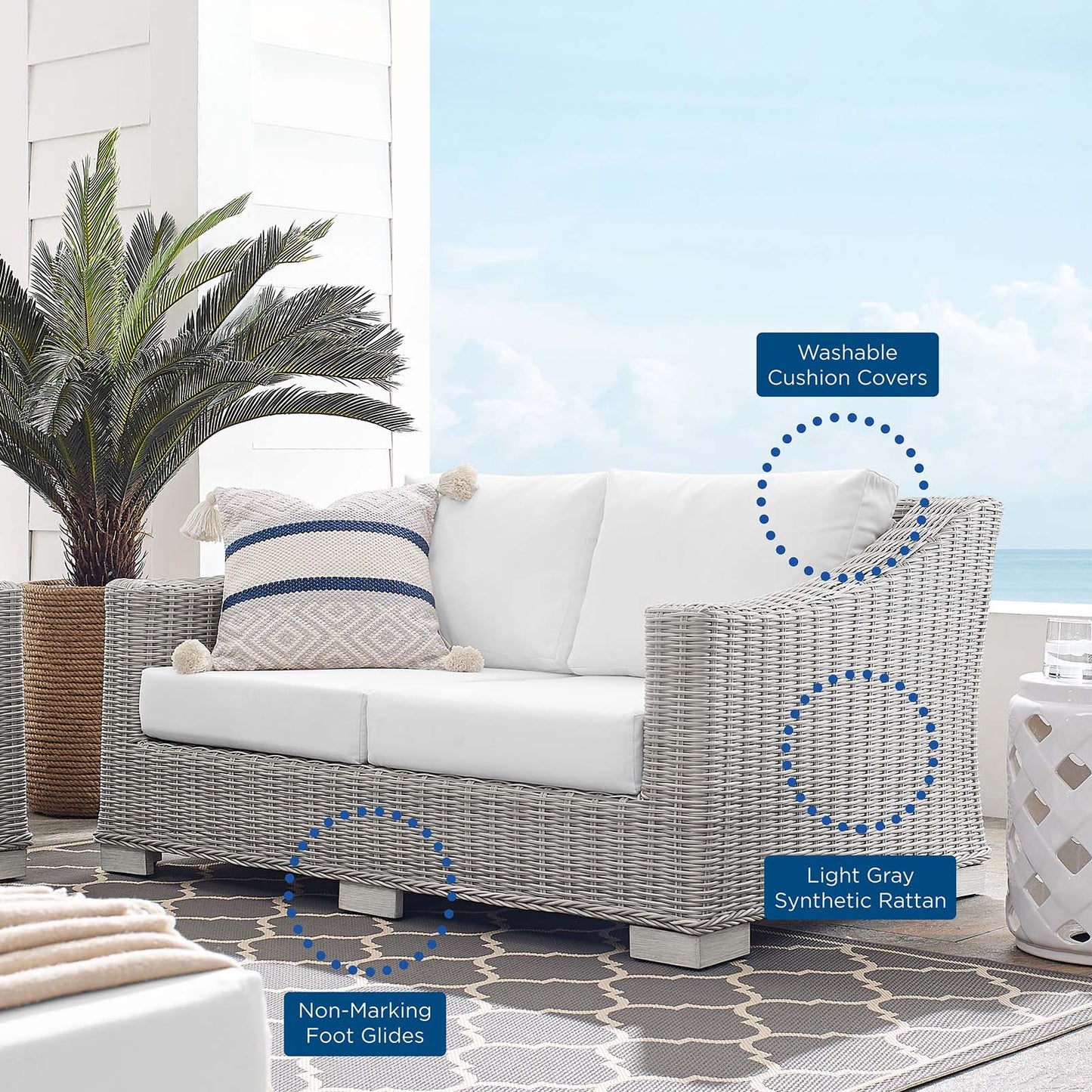 Conway Outdoor Patio Wicker Rattan Loveseat by Modway