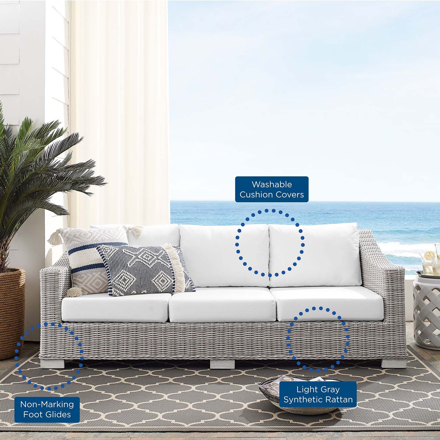 Conway Sunbrella Outdoor Patio Wicker Rattan Sofa by Modway