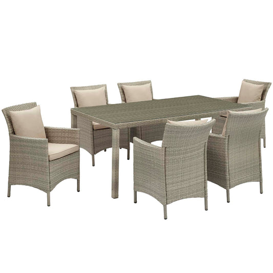 Conduit 7 Piece Outdoor Patio Wicker Rattan Dining Set by Modway