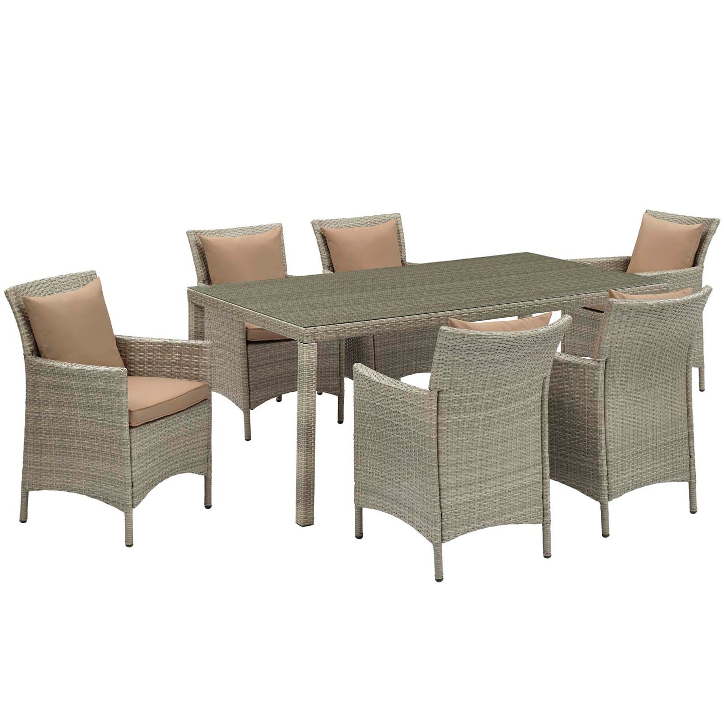 Conduit 7 Piece Outdoor Patio Wicker Rattan Dining Set by Modway