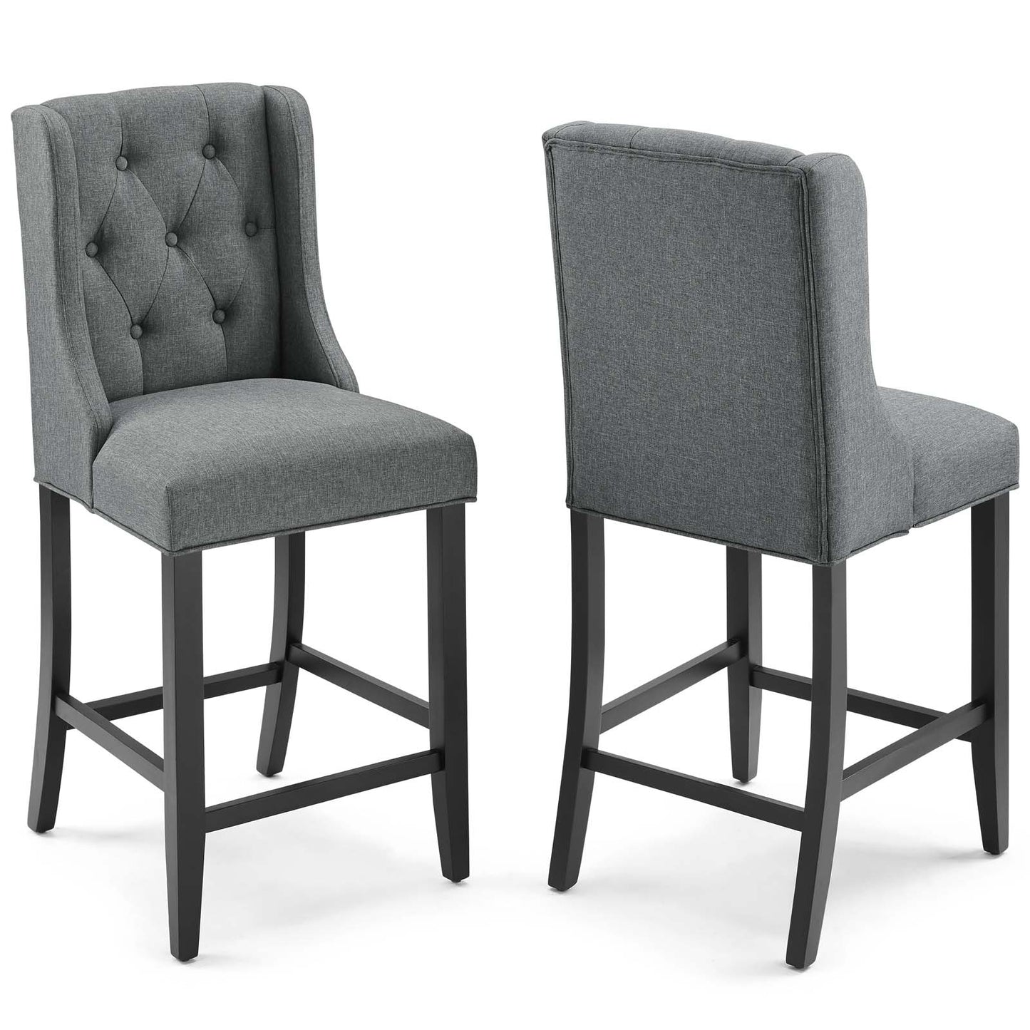 Baronet Counter Bar Stool Upholstered Fabric Set of 2 | Polyester by Modway