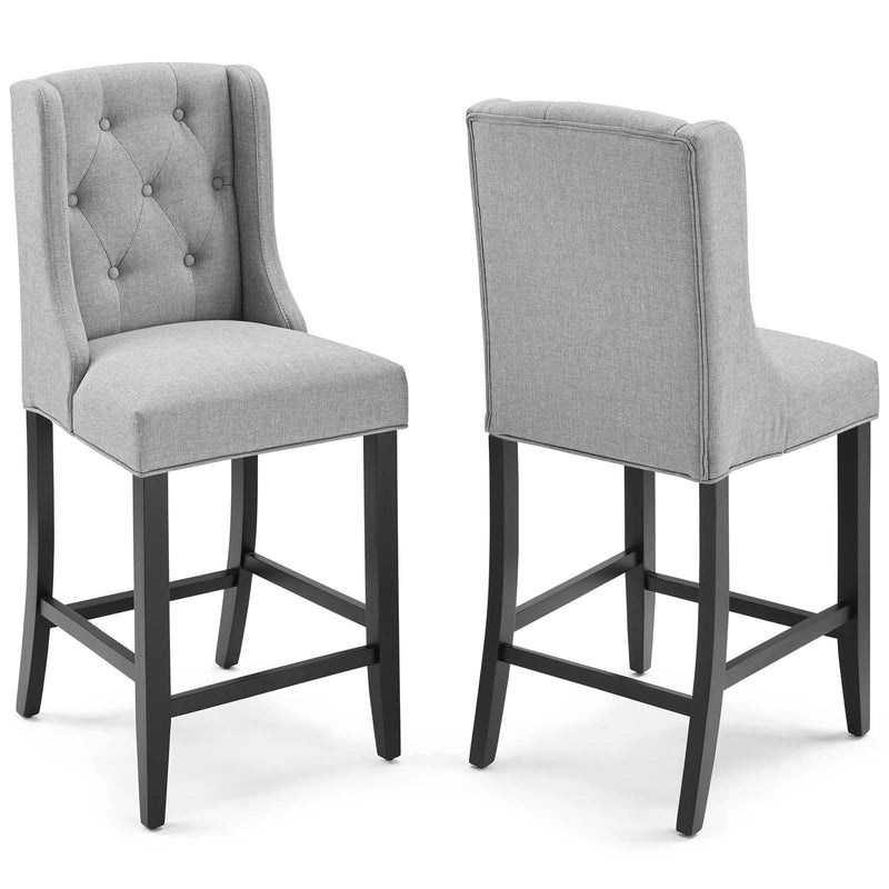 Baronet Counter Bar Stool Upholstered Fabric Set of 2 | Polyester by Modway