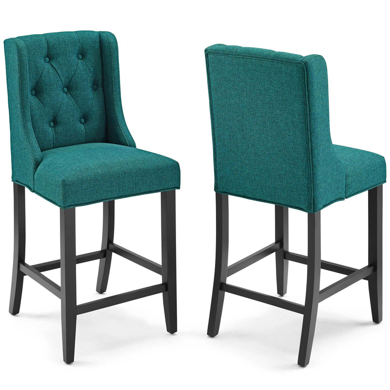 Baronet Counter Bar Stool Upholstered Fabric Set of 2 | Polyester by Modway