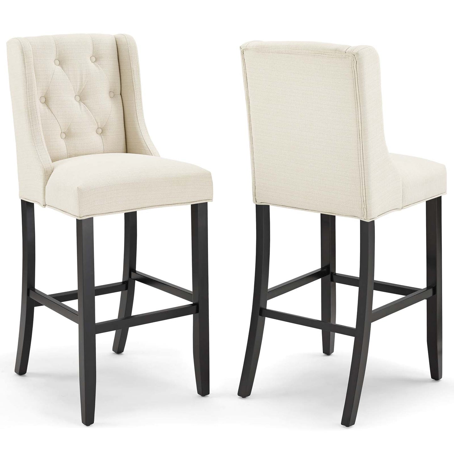 Baronet Bar Stool Upholstered Fabric Set of 2 | Polyester by Modway