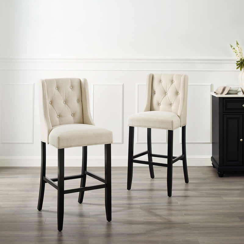 Baronet Bar Stool Upholstered Fabric Set of 2 | Polyester by Modway