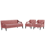 Concur Living Room Set Performance Velvet Set of 3 Dusty Rose by Modway