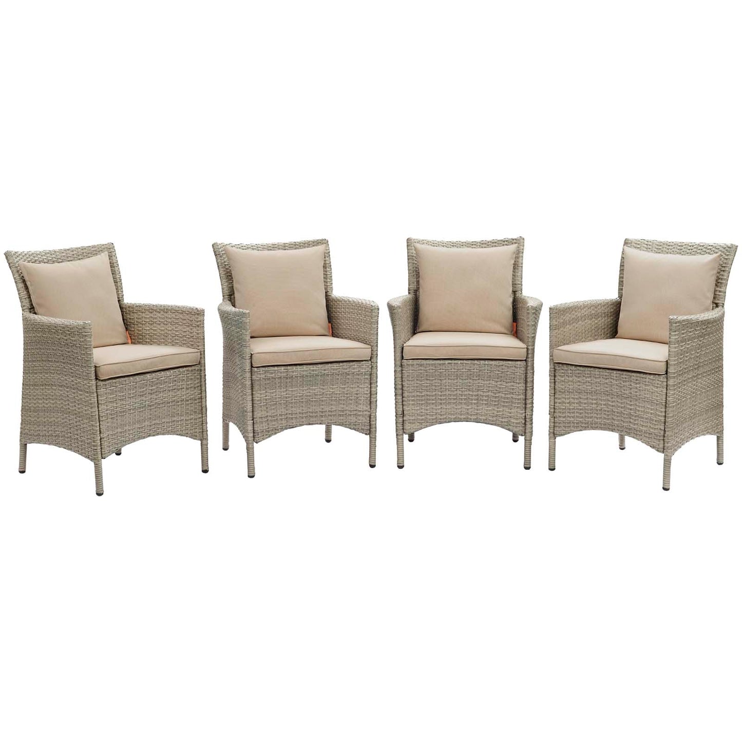 Conduit Outdoor Patio Wicker Rattan Dining Armchair Set of 4 by Modway