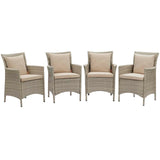 Conduit Outdoor Patio Wicker Rattan Dining Armchair Set of 4 by Modway