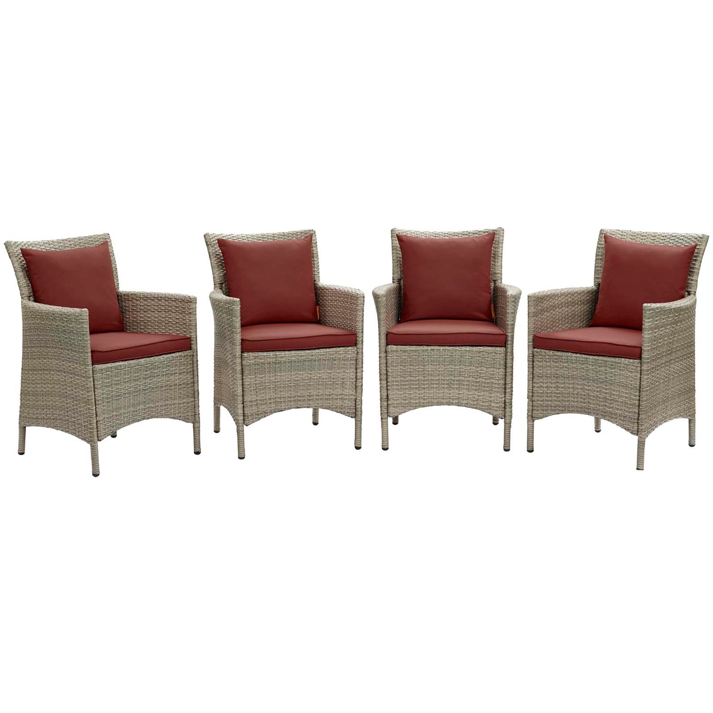 Conduit Outdoor Patio Wicker Rattan Dining Armchair Set of 4 by Modway