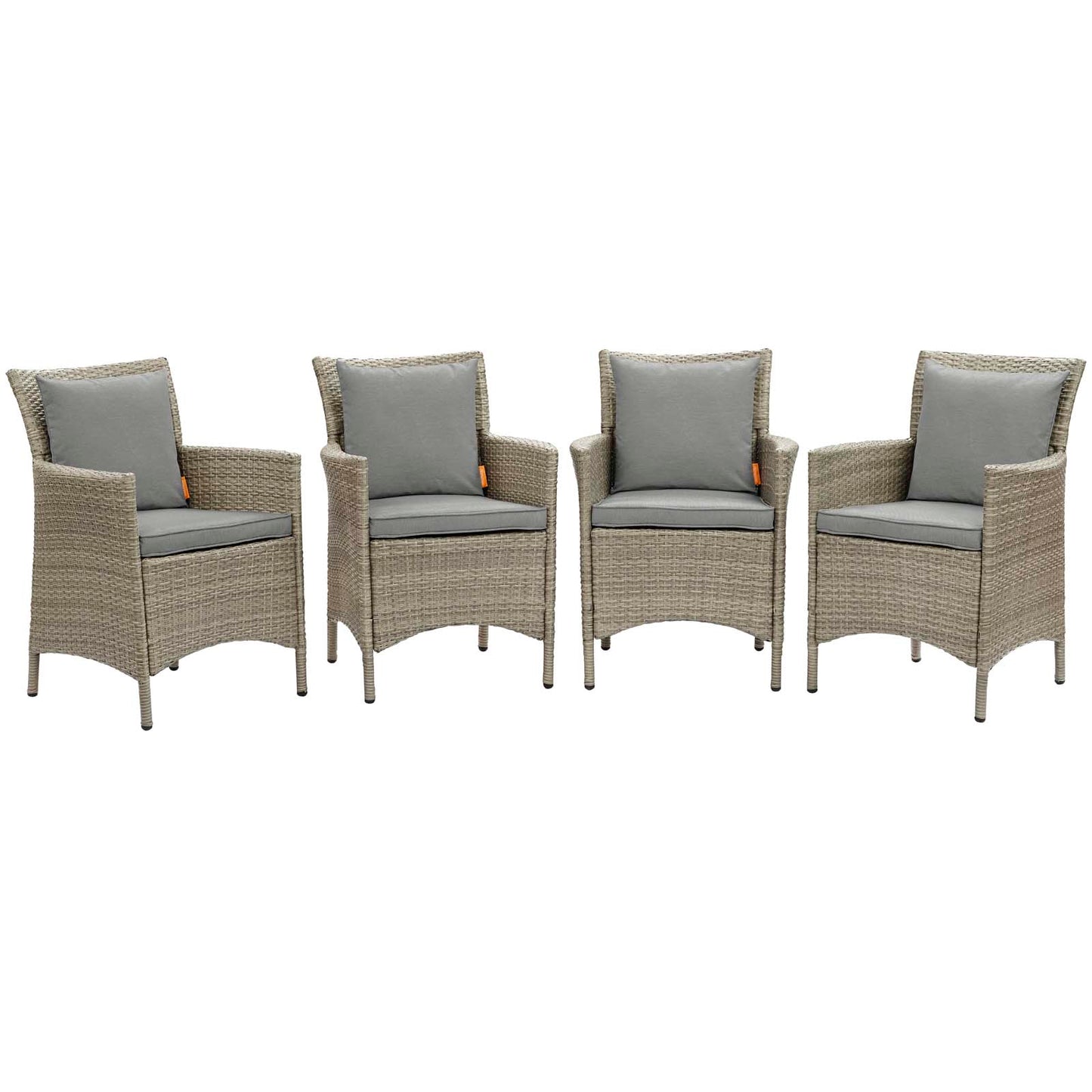 Conduit Outdoor Patio Wicker Rattan Dining Armchair Set of 4 by Modway