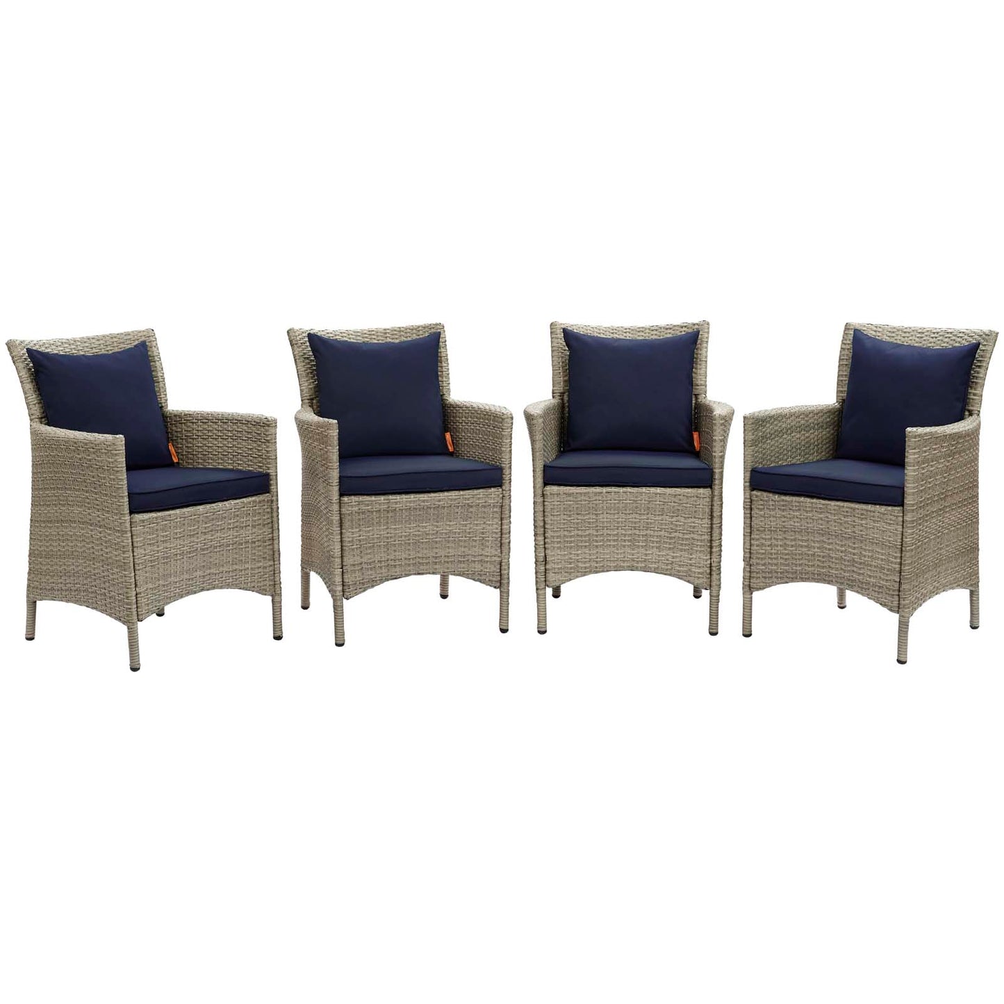 Conduit Outdoor Patio Wicker Rattan Dining Armchair Set of 4 by Modway