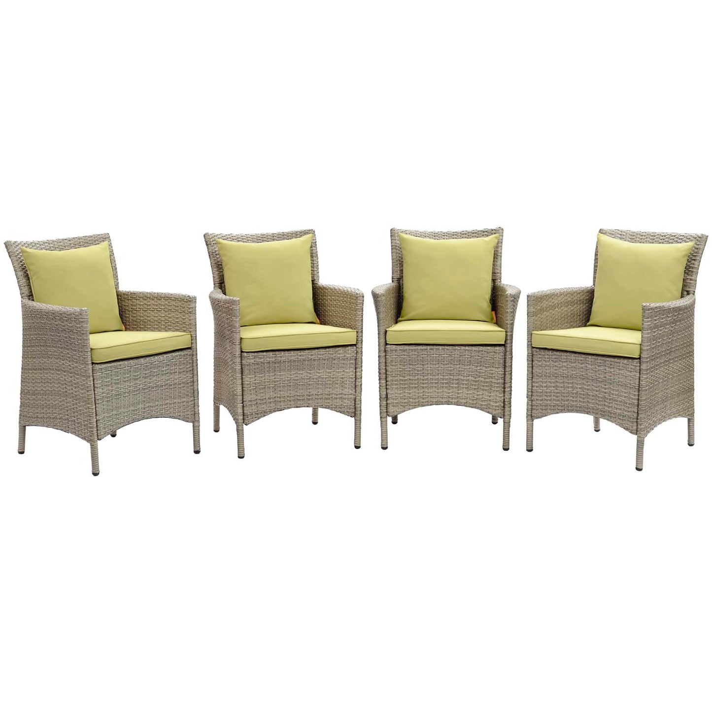 Conduit Outdoor Patio Wicker Rattan Dining Armchair Set of 4 by Modway