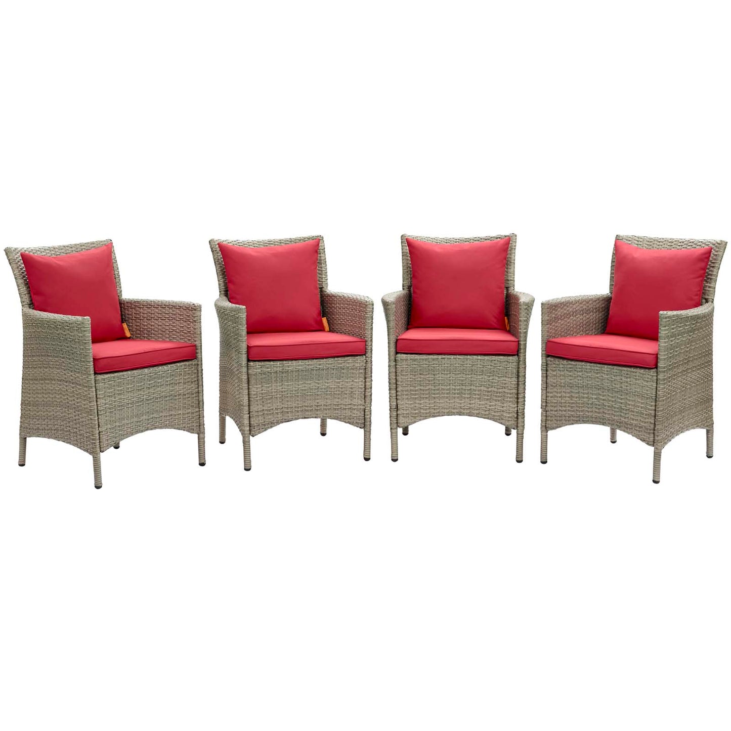 Conduit Outdoor Patio Wicker Rattan Dining Armchair Set of 4 by Modway