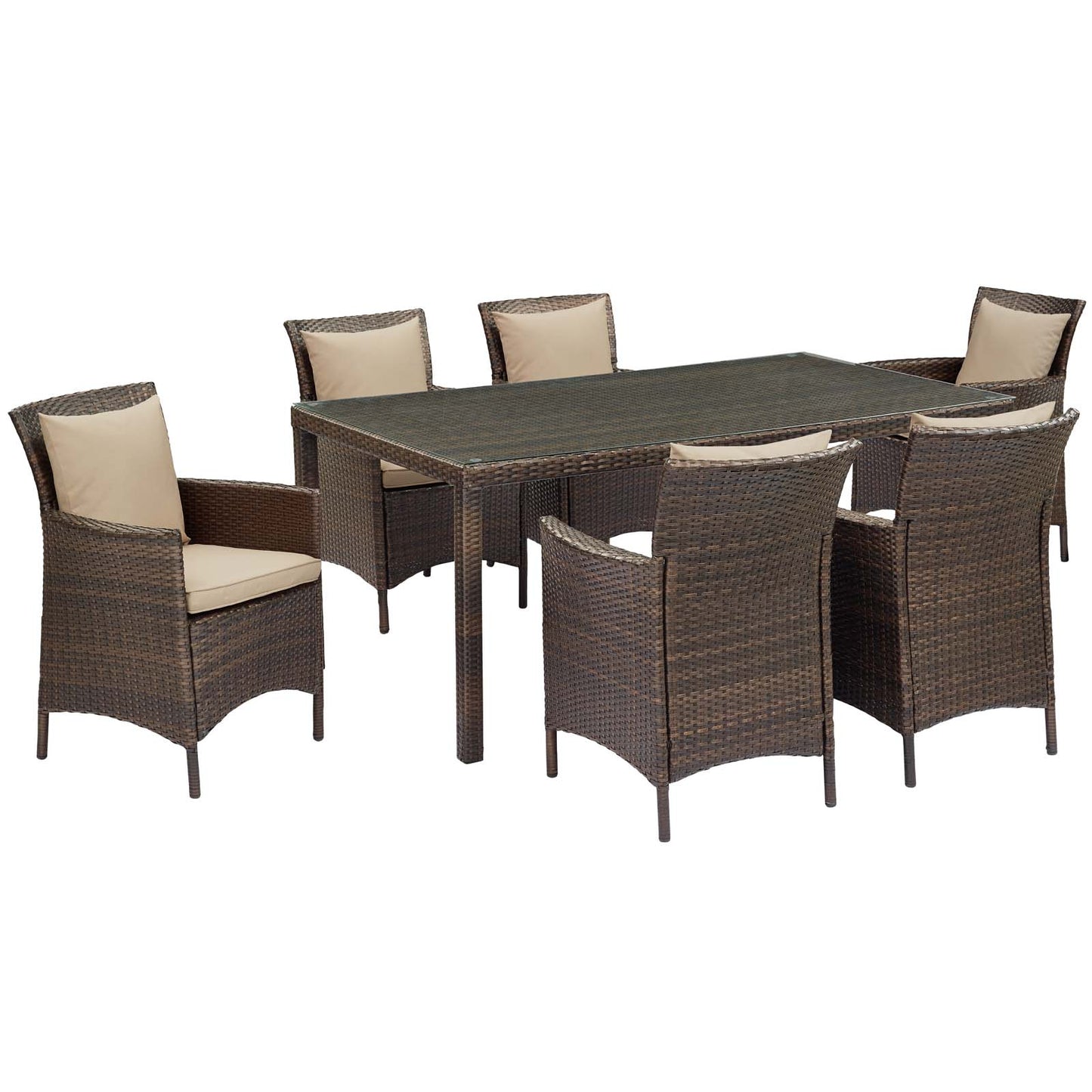 Conduit 7 Piece Outdoor Patio Wicker Rattan Dining Set by Modway