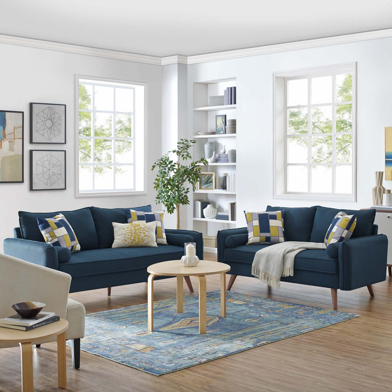 Revive Upholstered Fabric Sofa and Loveseat Set Azure by Modway