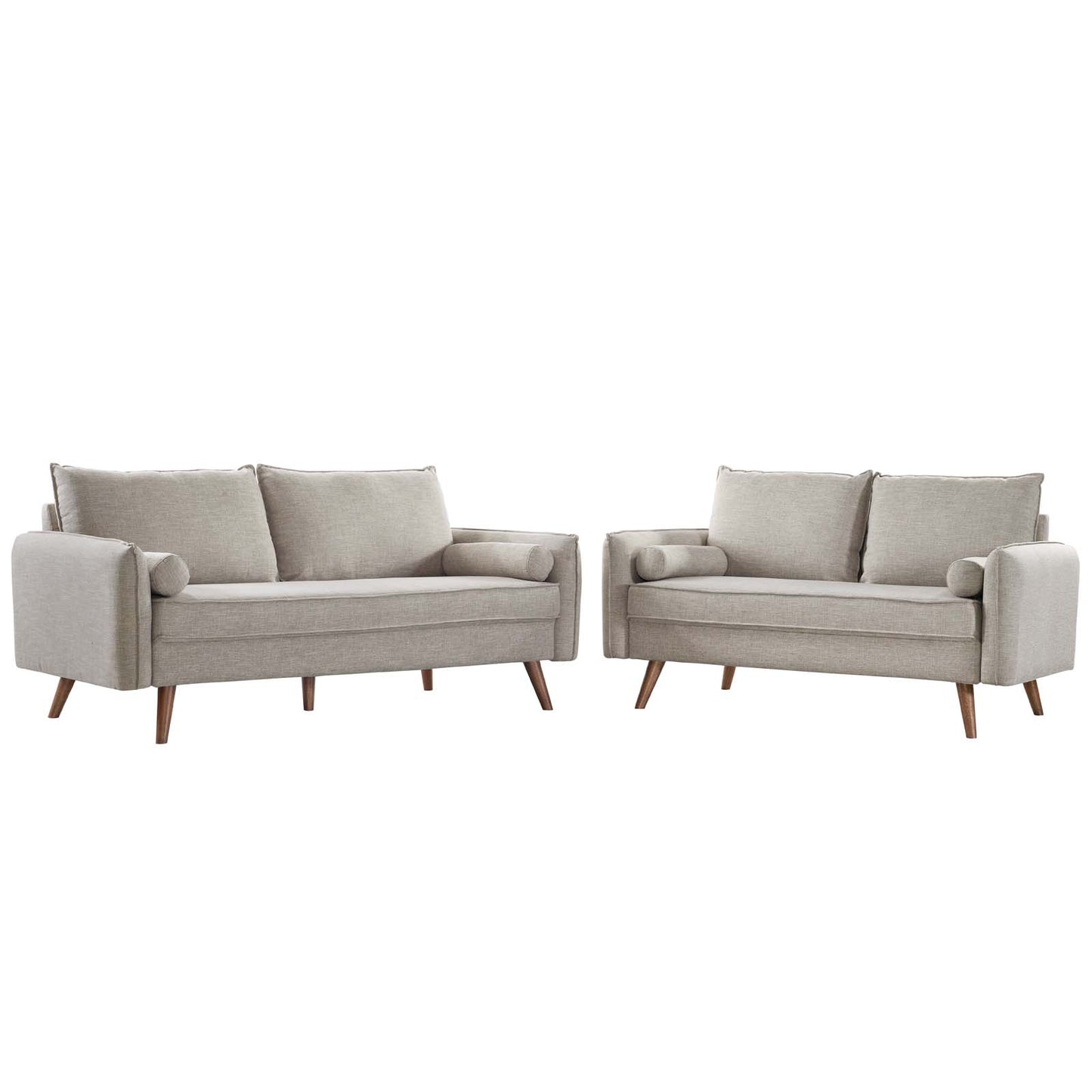 Revive Upholstered Fabric Sofa and Loveseat Set Azure by Modway