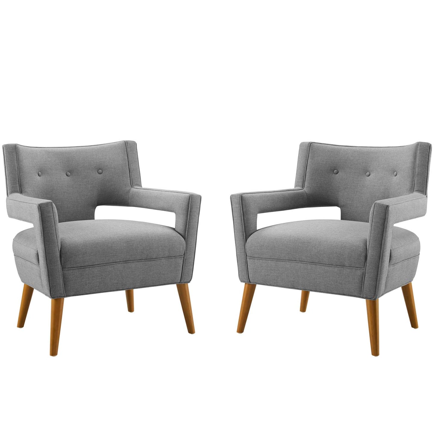 Sheer Upholstered Fabric Armchair Set of 2 | Polyester by Modway