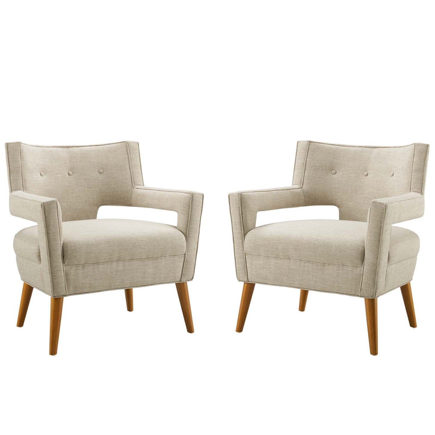 Sheer Upholstered Fabric Armchair Set of 2 | Polyester by Modway