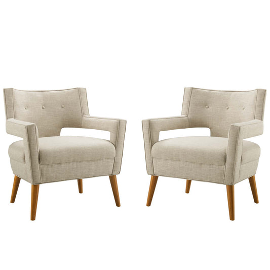 Sheer Upholstered Fabric Armchair Set of 2 | Polyester by Modway