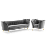 Opportunity Performance Velvet Sofa and Armchair Set by Modway
