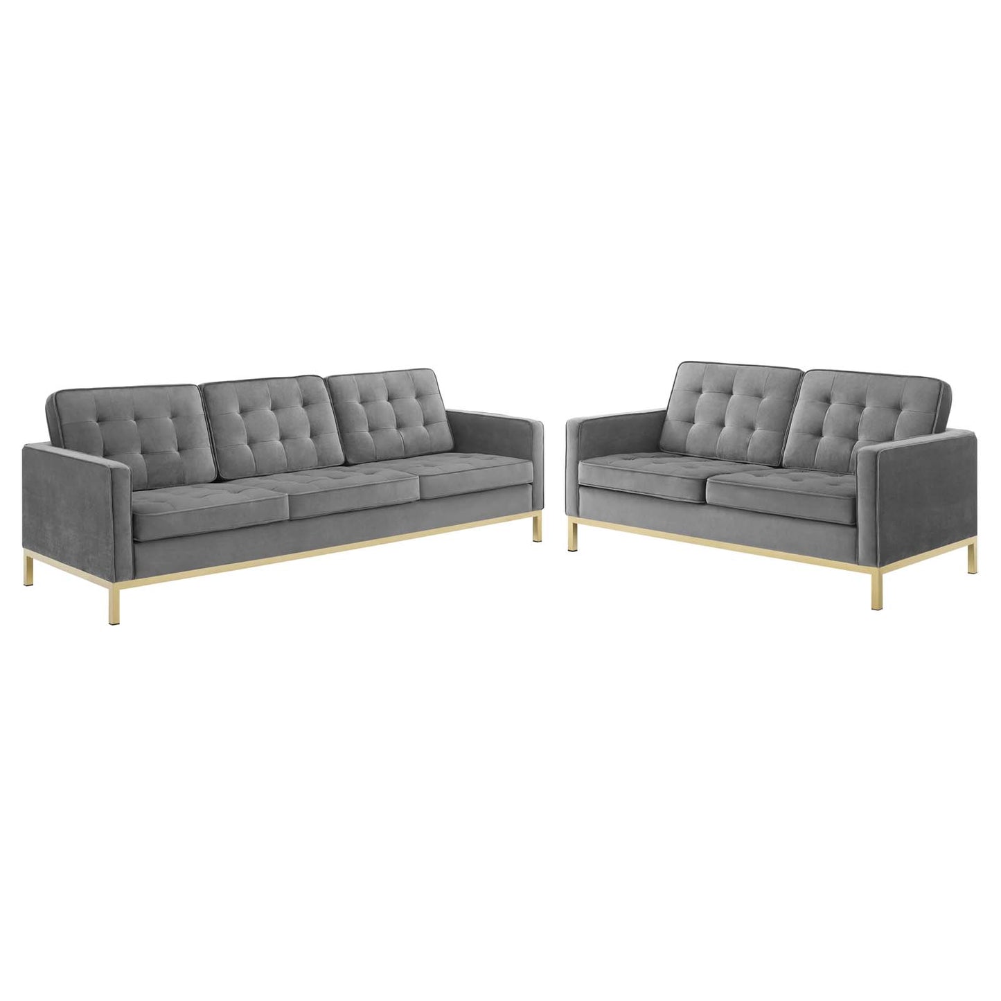 Loft Gold Stainless Steel Leg Performance Velvet Sofa and Loveseat Set by Modway