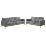 Loft Gold Stainless Steel Leg Performance Velvet Sofa and Loveseat Set by Modway